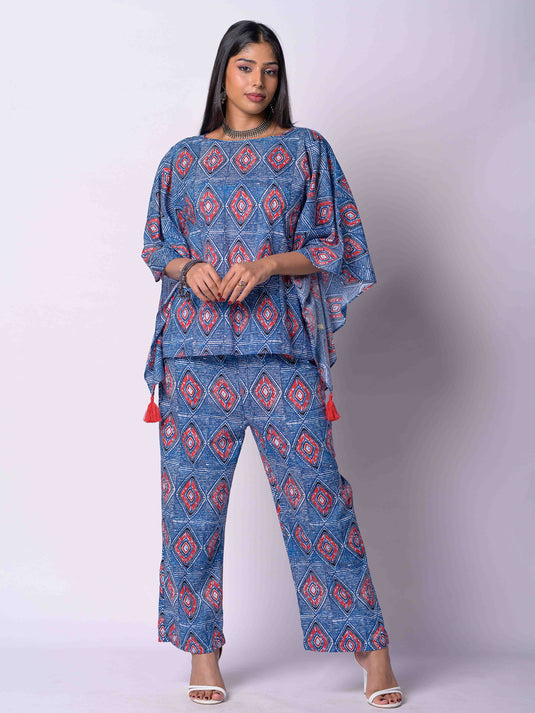 Printed Kaftan With Tassels