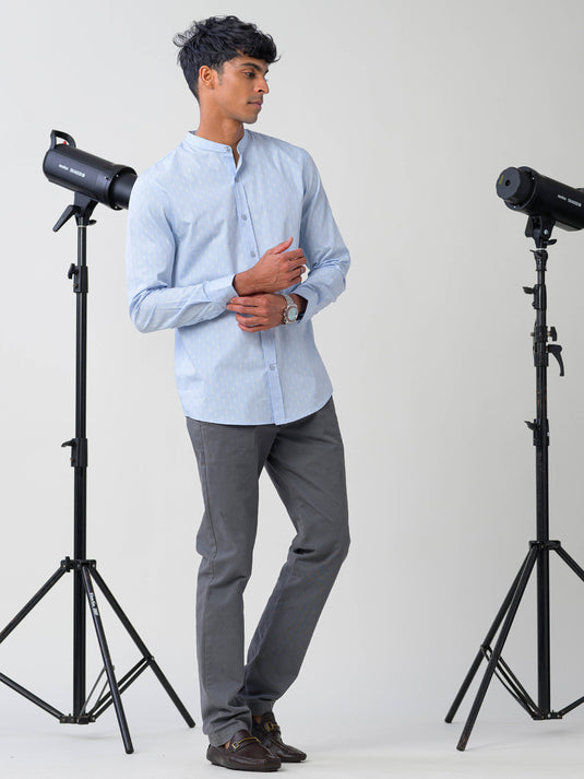 Mao collared LS shirt
