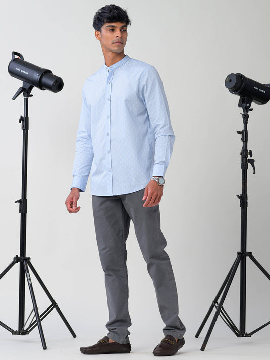 Mao collared LS shirt