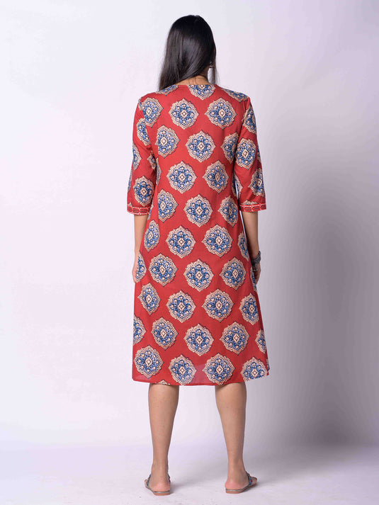 Printed Dress With Yoke