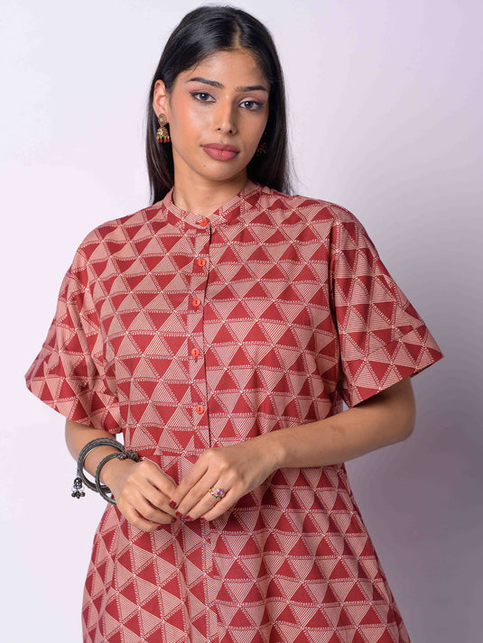 Long Length Chinese Collar Dress