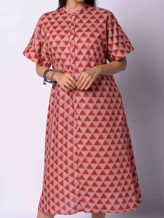 Long Length Chinese Collar Dress