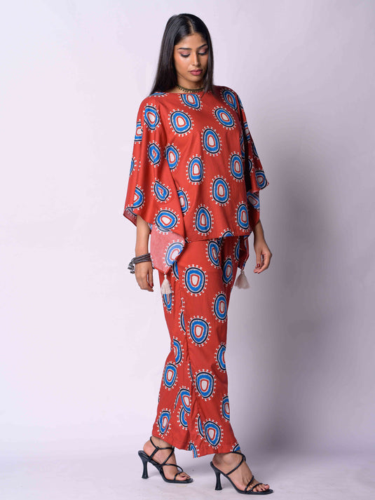 Printed Kaftan With Tassels
