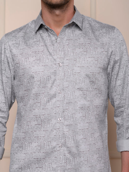Casual Wear Printed Long Sleeve Shirt