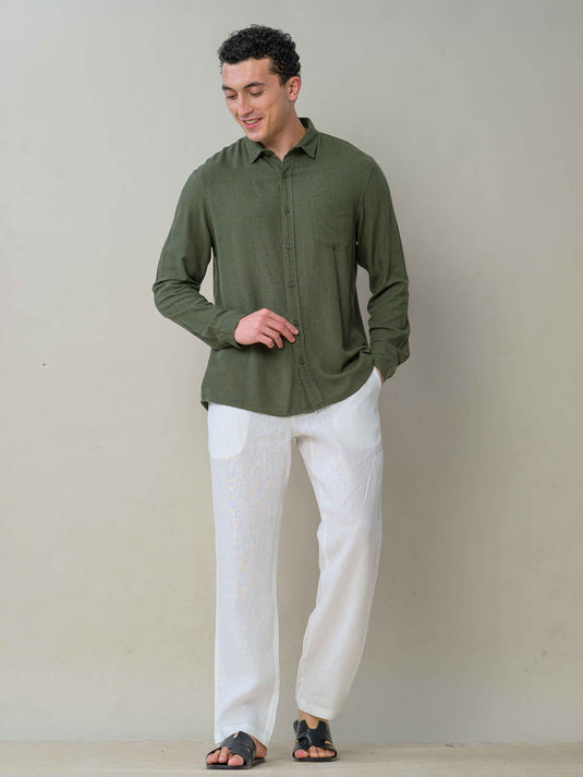 Linen Button Down Long Sleeve Shirt
