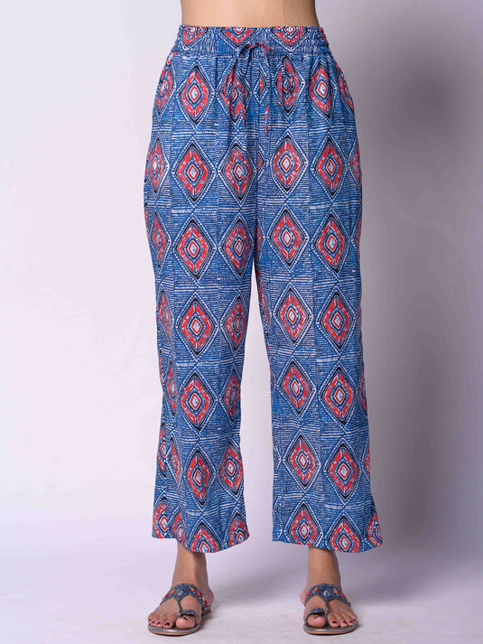 Printed drawcord crop pant