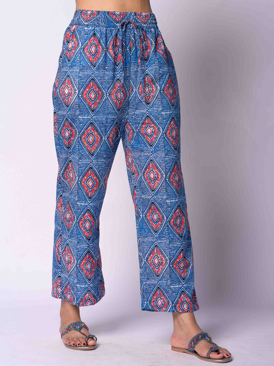 Printed drawcord crop pant