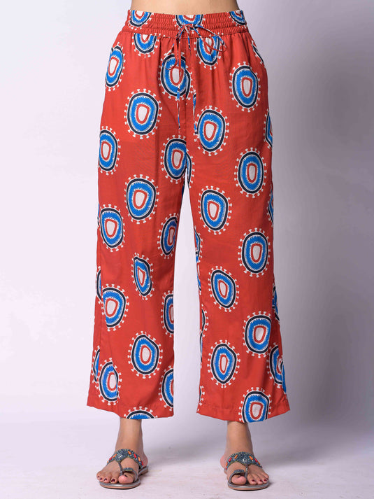 Printed drawcord crop pant