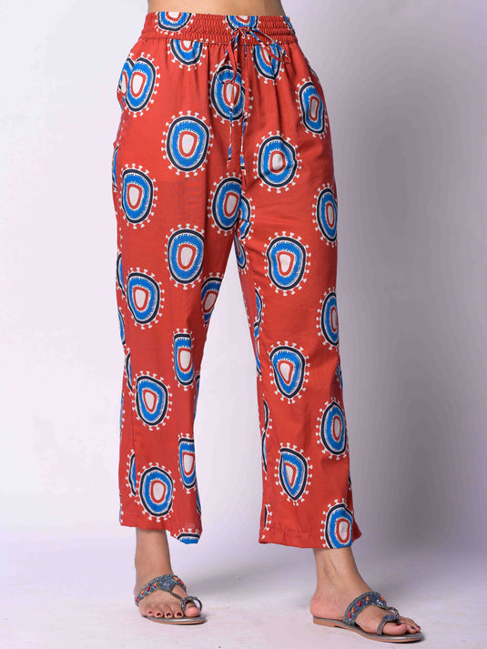 Printed drawcord crop pant