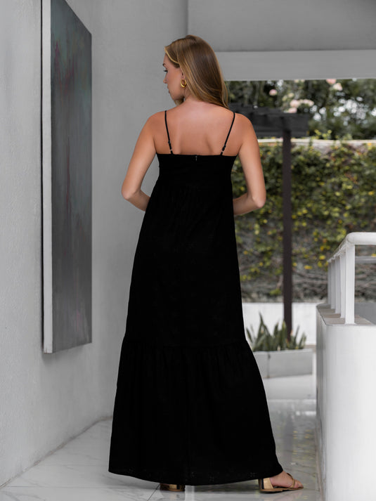 Strappy maxi dress with tiered panels