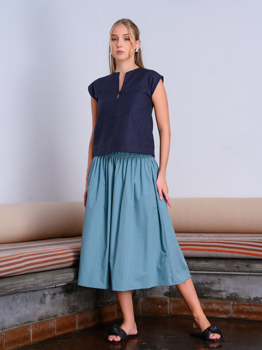 Crop top with front yoke