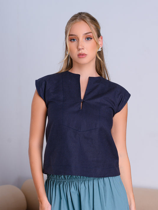 Crop top with front yoke