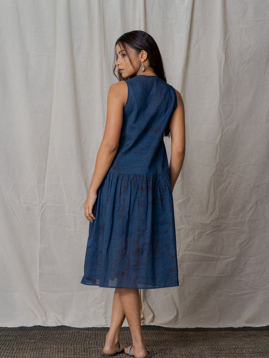 Batik dress detailed with Blossom yoke and front tie