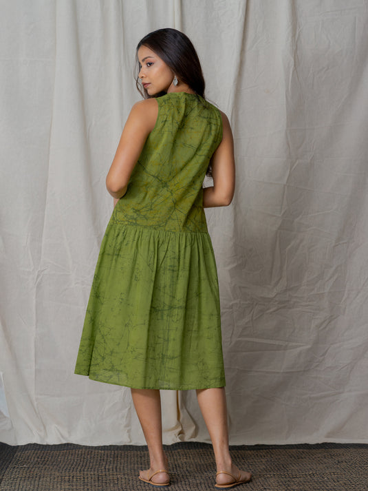 Batik dress detailed with Blossom yoke and front tie