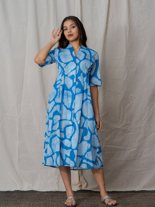 Fit and flare batik midi dress