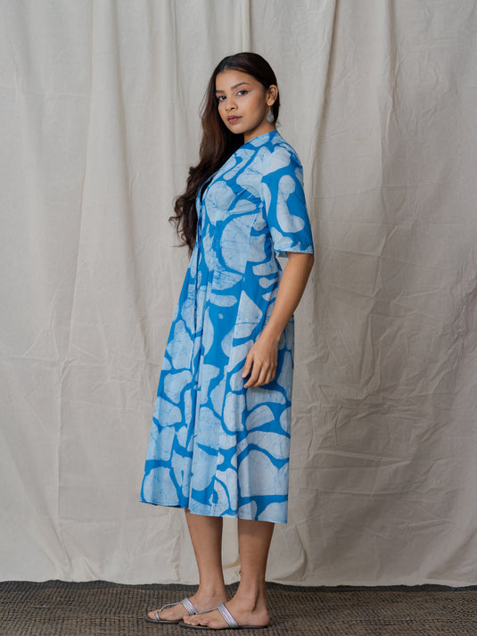 Fit and flare batik midi dress