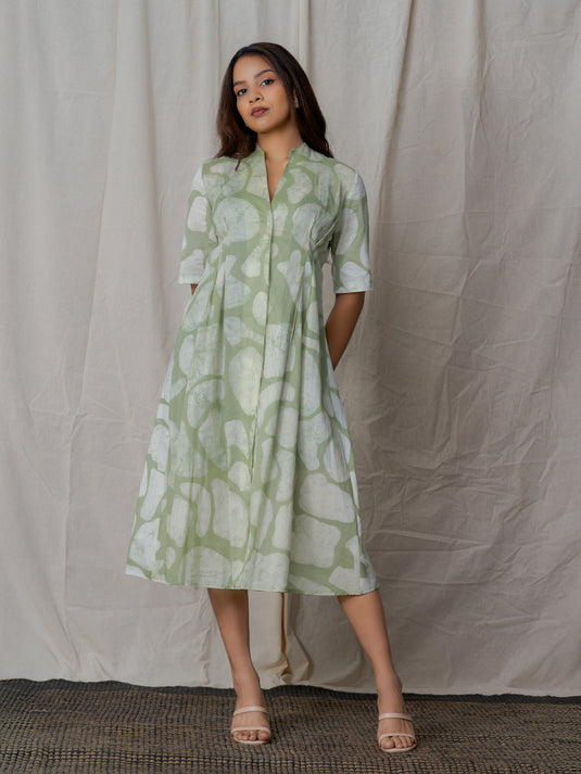 Fit and flare batik midi dress