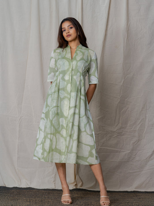 Fit and flare batik midi dress