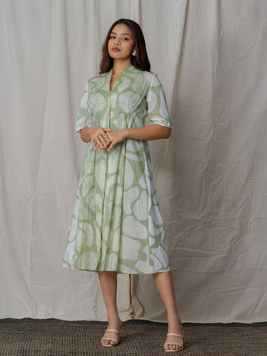 Fit and flare batik midi dress