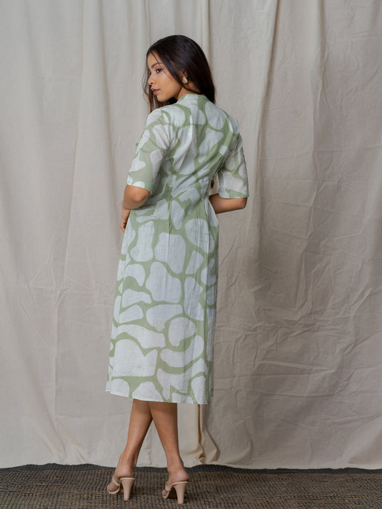 Fit and flare batik midi dress