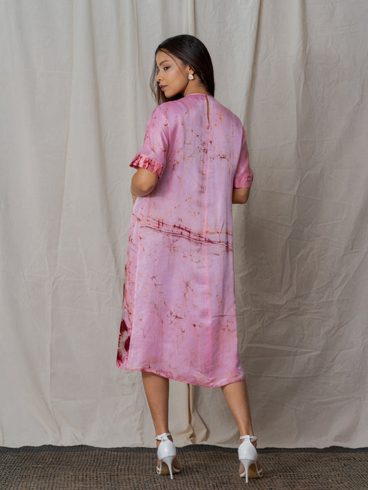 Round neck floral batik midi dress