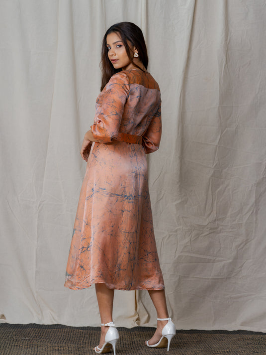 V- neck button down batik dress