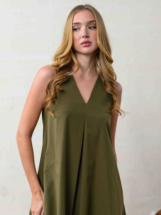 V neck trapeze maxi dresss