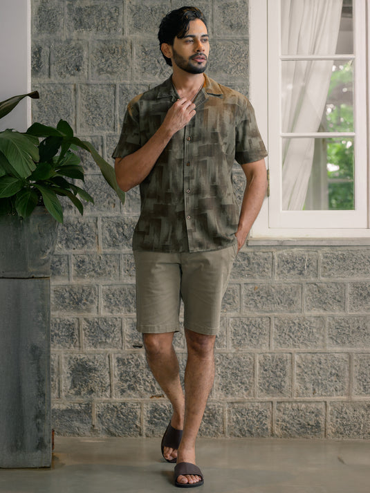 Printed Cuban Collar S/S Shirt