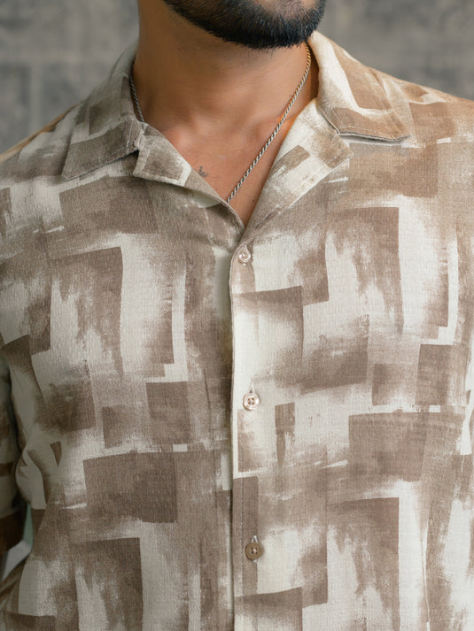Printed Cuban Collar S/S Shirt
