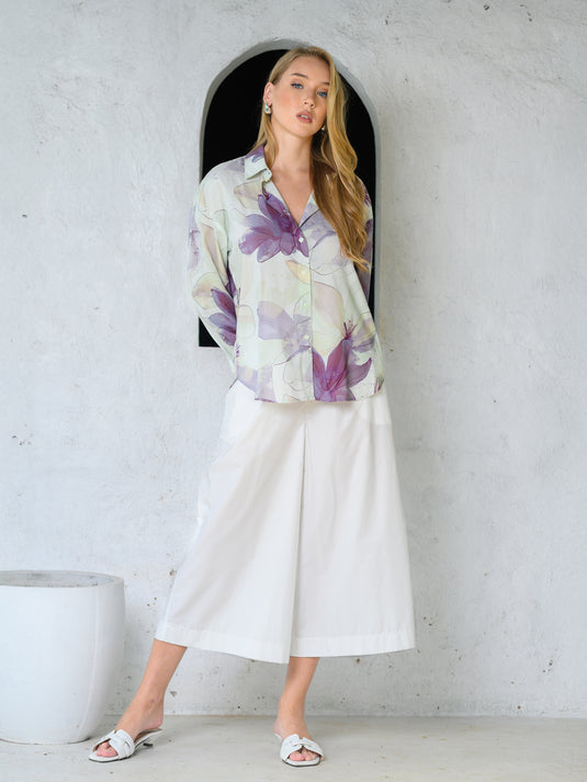 Printed drop shoulder blouse