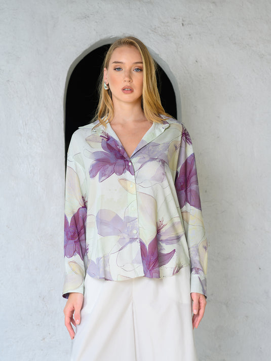 Printed drop shoulder blouse