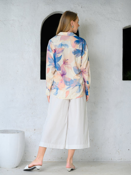 Printed drop shoulder blouse