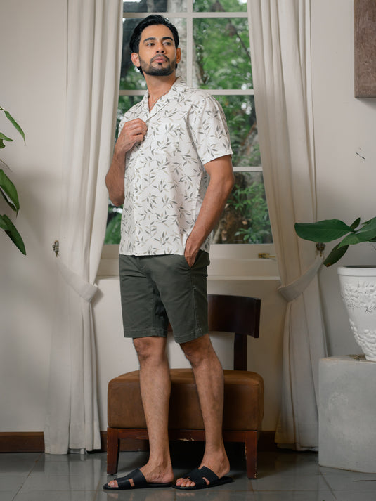 Printed Cuban Collar S/S Shirt