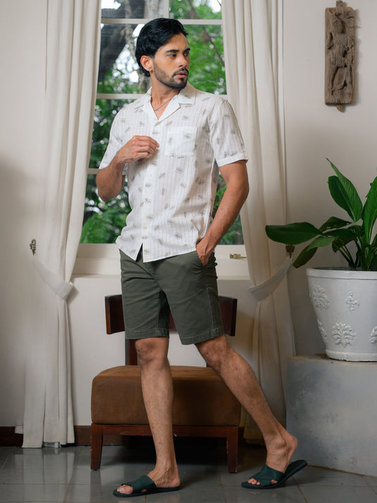 Printed Cuban Collar S/S Shirt