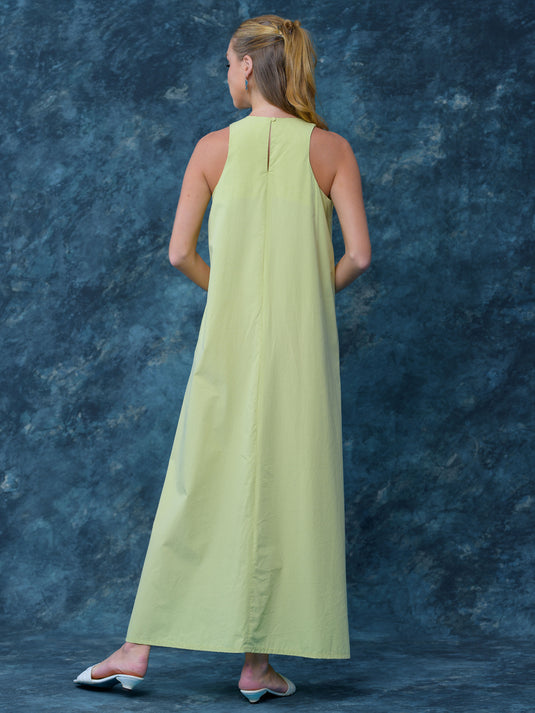 Sleeveless Round neck Trapeze maxi Dress