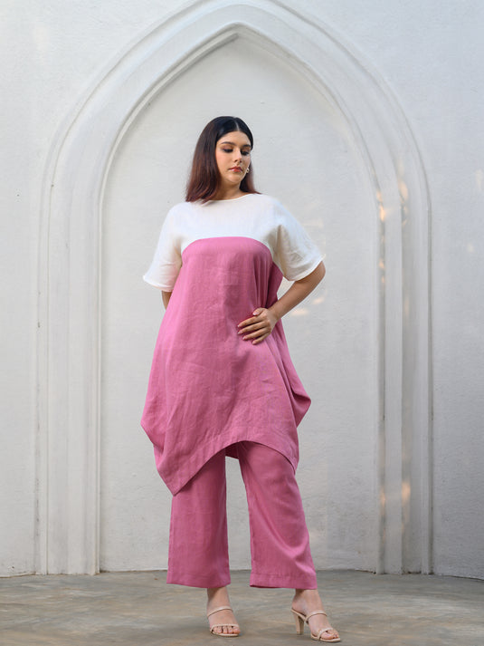 Premium linen colour block tunic