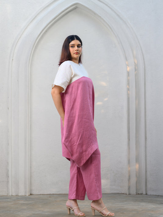 Premium linen colour block tunic
