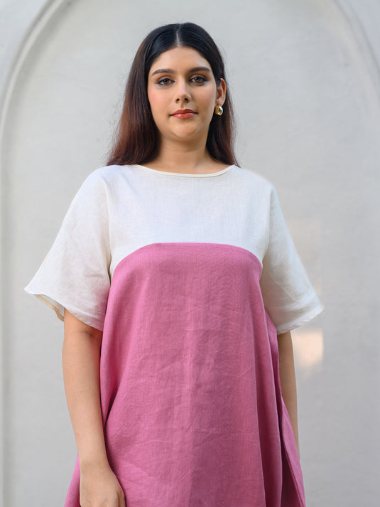 Premium linen colour block tunic