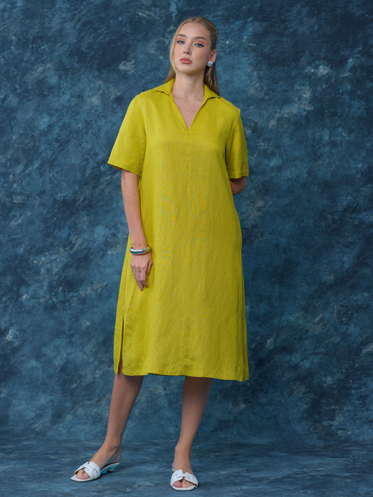 Midi length basic dress with collar
