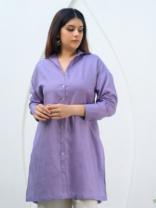 Premium linen oversize shirt with hand embroidery