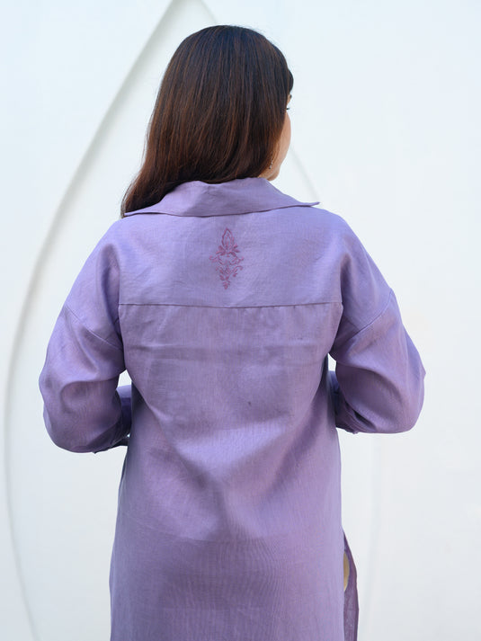 Premium linen oversize shirt with hand embroidery