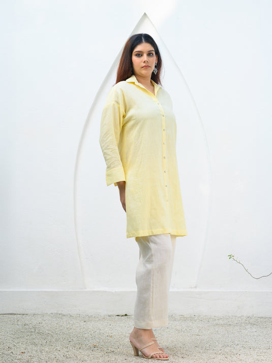 Premium linen oversize shirt with hand embroidery