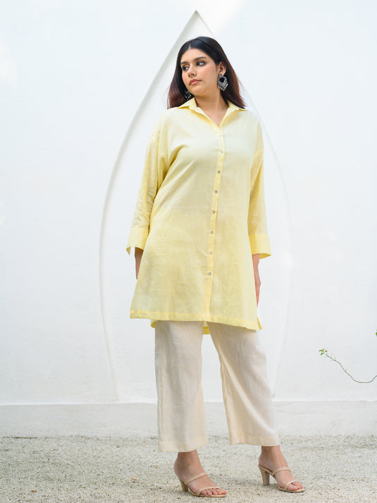 Premium linen oversize shirt with hand embroidery