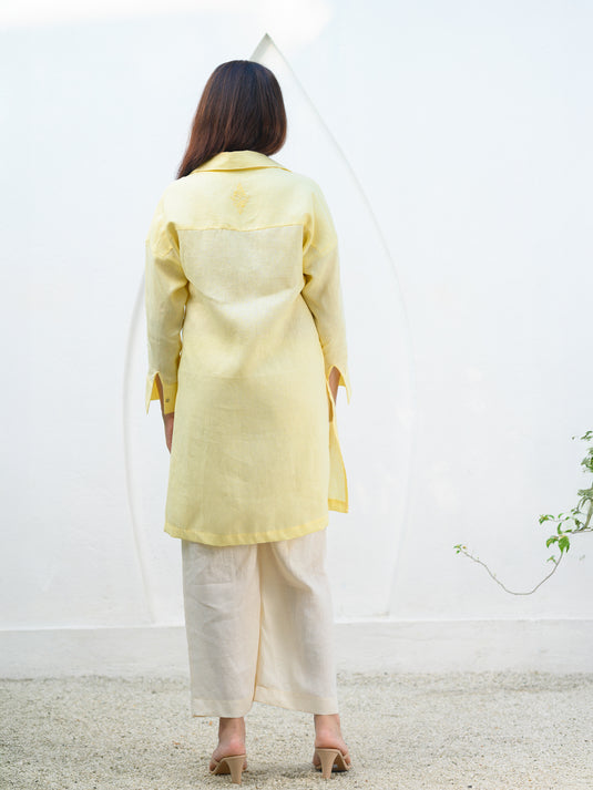 Premium linen oversize shirt with hand embroidery