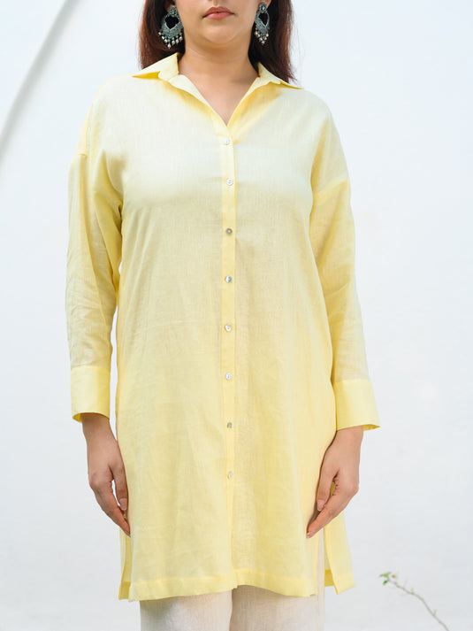 Premium linen oversize shirt with hand embroidery
