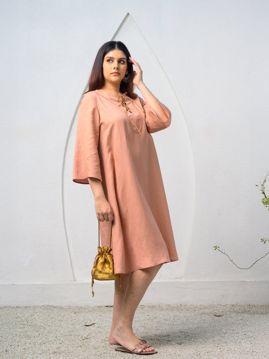Premium linen dress with criss cross front