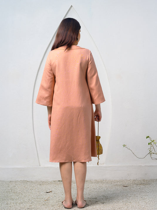 Premium linen dress with criss cross front