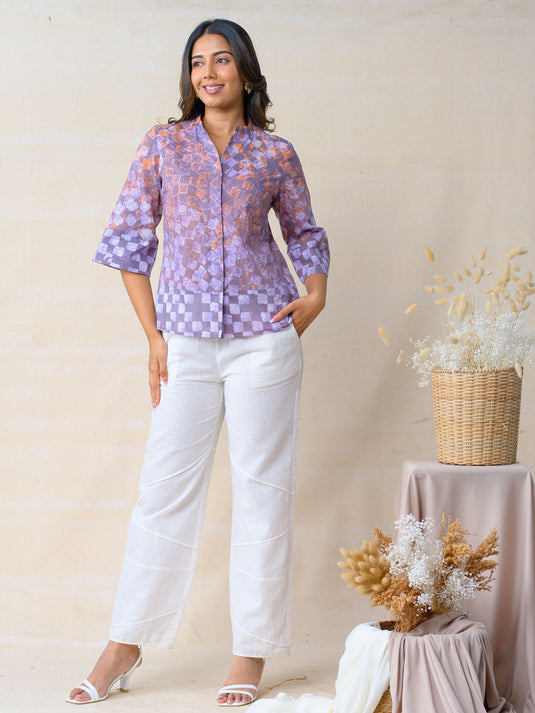Cuff detailed bell sleeve batik top