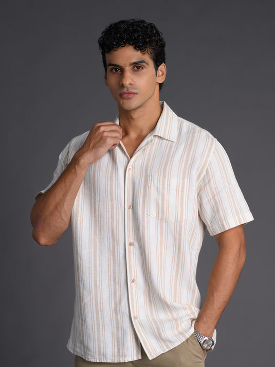 Casual Wear Cuban Collar Short Sleeve Shirt