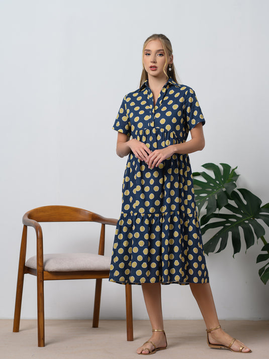Printed tired panel dress